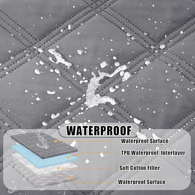 Smiry Waterproof Dog Bed Cover Blanket 68x82, Soft Reversible Pet Blanket, Washable Leakproof Cats Dogs Couch Cover for Sofa, Couch, Furniture, Lattice, Grey/Light Grey