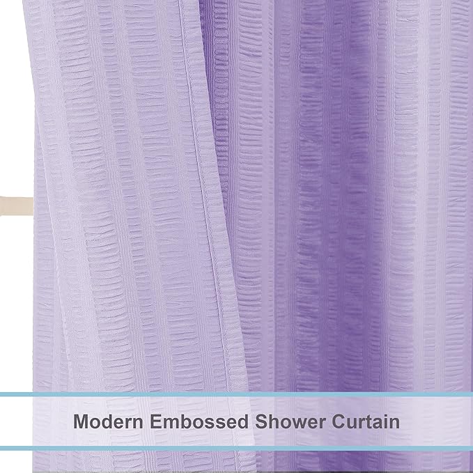 Aiyufeng Light Purple Shower Curtain for Bathroom, Embossed Textured Fabric Shower Curtain for Bathroom - Soft Cloth & Hotel Spa, Machine Washable, 72X72, Light Purple