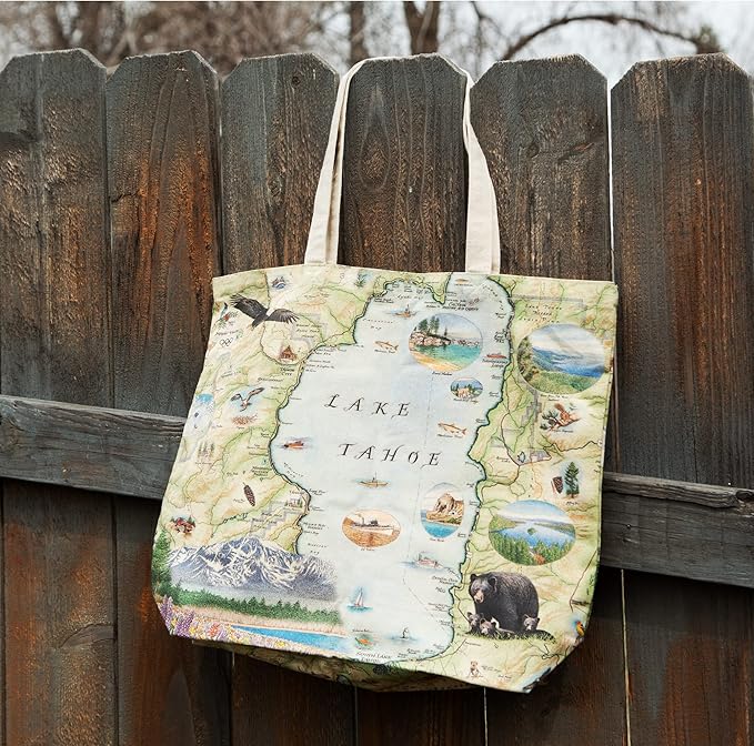 Xplorer Maps Canvas Tote Bag with Handles, Cloth Grocery Shopping Bag, Reusable & Eco-friendly Bag, 100% Cotton, Washable