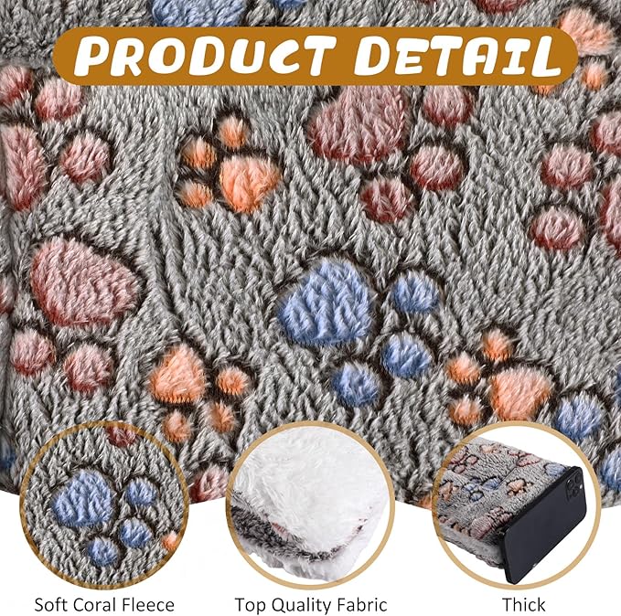 Tuanse 4 Pack Ultra Soft Dog Cat Bed Mat with Cute Prints Reversible Fleece Dog Crate Kennel Pad Cozy Washable Thickened Hamster Guinea Pig Pet Bed Mat for Small Animals(21 x 14 Inches,Gray)