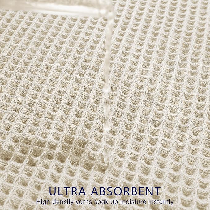 SUBRTEX Waffle Braided Bath Mat, 16" x 24" Soft Waffle Bath Rugs, Absorbent Non Slip Bathrooom Mats, Machine Washable Area Rug for Bathroom, Quick Dry, Off White