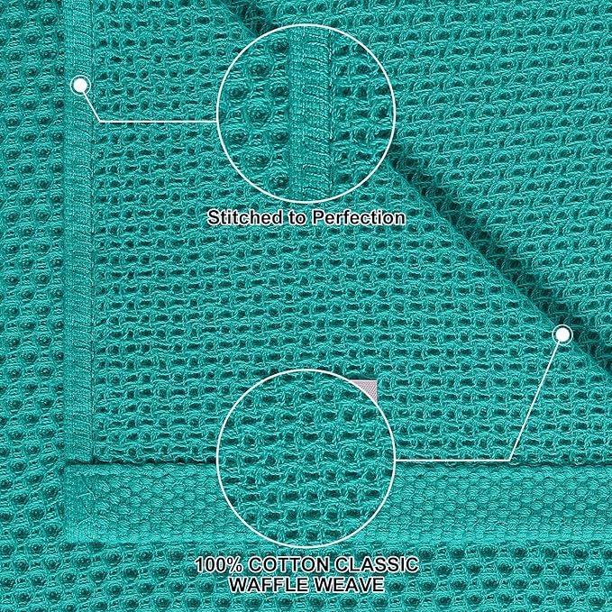 Homaxy 100% Cotton Kitchen Towels and Dishcloths Set, 12 x 12 Inches and 13 x 28 Inches, Set of 10 Bulk Kitchen Towels Set, Ultra Soft Absorbent Dish Cloths for Washing Dishes, Teal