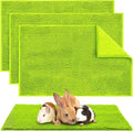 Amylove 4 Pcs Guinea Pig Cage Liner Guinea Pig Bedding Dog Door Mat for Muddy Pet Paws Washable Chenille Pee Pads Small Animal Sleeping Bed for Bunny Hamster(16 x 24 Inch,Rectangular,Green)
