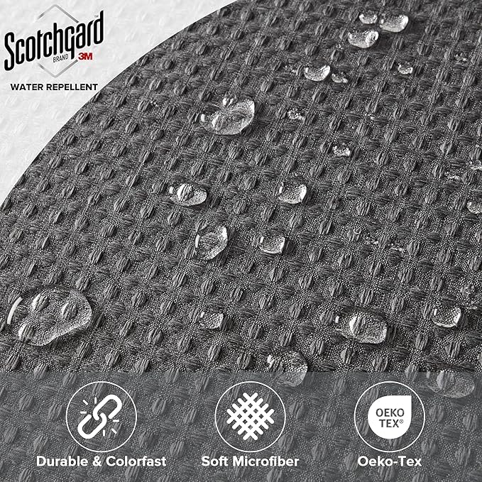 Madison Park Shower Curtain Waffle Weave, Cationic Dyed, Waffle Shower Curtain 3M Scotchgard Moisture Management, Farmhouse Extra Long Shower Curtains for Bathroom, Extra Long: 72"x84" Charcoal