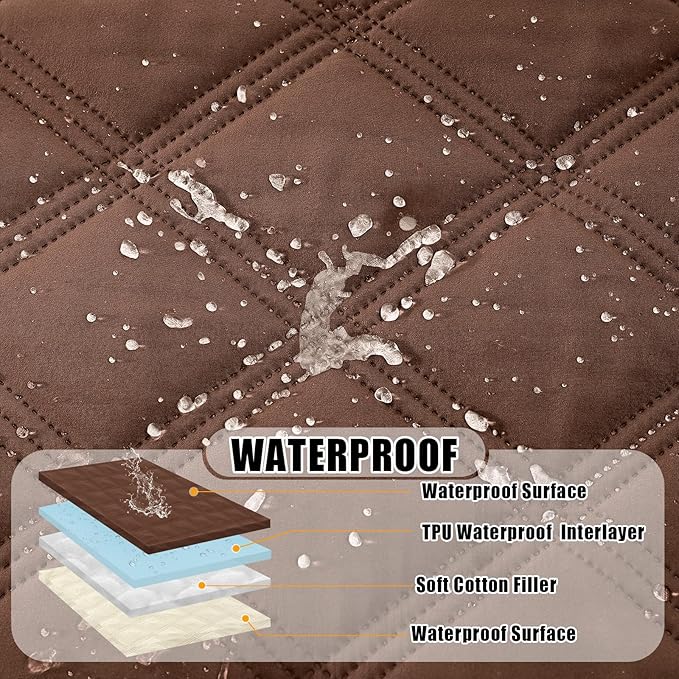 Smiry Waterproof Dog Bed Cover Blanket 52x82, Soft Reversible Pet Blanket, Washable Leakproof Cats Dogs Couch Cover for Sofa, Couch, Furniture, Lattice, Brown/Beige