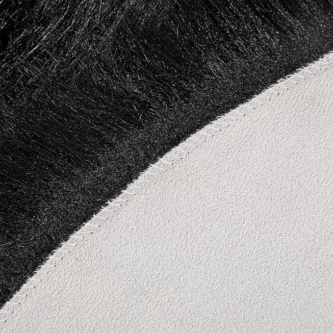Faux Fur Rug Sheepskin Shag Fluffy Fuzzy Black 3x3 ft Rugs for Bedroom Bedside Bed Floor Living Room Plush Round High-Density Cushion Carpet Super Sofa Cover