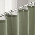 Lameirose 3 in 1 Shower Curtain Set, Waffle Shower Curtain and Liner Set with 12 Double Sided Shower Curtain Hooks, 72 x 84 Fabric Shower Curtains for Bathroom, Green