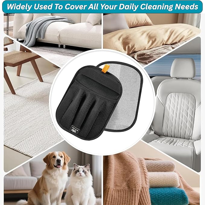 Mjhluxe Pet Hair Removal Glove for Cats & Dogs, Five-Finger Electrostatic Reusable Gloves for Removing Fur from Couch, Carpet, Clothing & Car Seats
