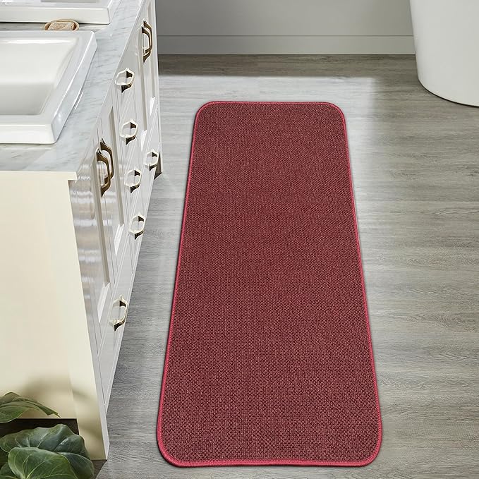 Bosap Christmas Bath Mat,Ultra Thin Bathroom Runner Rugs,Large Bath Mats for Bathroom,Quick Dry,Non-Slip,Machine Washable,Low Pile,Bath Rug,Shower Outside,Sink,Home Decor Accessories.Red,（17x59inch）