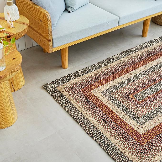 Traditional Jute Braided Runner Rug, Rustic Primitive Country Décor for Kitchen, Entryway, Hallway, Harvest, 2'X16'