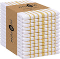 Native Fab Kitchen Dish Towels 16x26 inches Set of 12 Herringbone Weave - Scandia Striped 100% Cotton Dish Cloths for Washing Dishes, Absorbent Hand Towels with Hanger - Yellow White