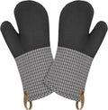 Cuisinart Heritage Kitchen Oven Mitts – Heat-Resistant Mitts for Oven with Non-Slip Neoprene Palm, Long Cuff, and Cotton Filling – Durable Oven Gloves for Cooking, Baking & Grilling (Microplaid)