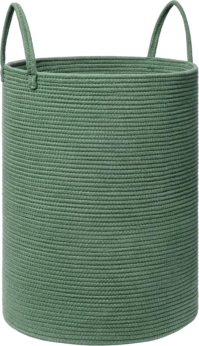 Laundry Basket, 72L Woven Laundry Hamper, Baby Nursery Hamper for Toys, Blanket Basket for Living Room, Clothes Hamper for Bedroom&Baby Room, Green