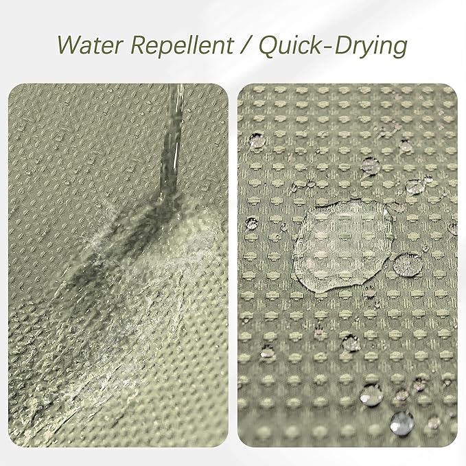 PANGSINNE Khaki Shower Curtain Waffle Weave 60 Inches Heavy Fabric Duty Shower Curtains for Stall, Water Repellent 256GSM Weighted Modern Bathroom Shower Curtains with 10 Metal Hooks, 60Wx72H