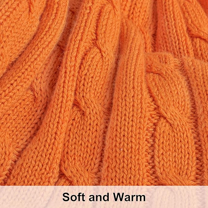 NTBAY 100% Pure Cotton Cable Knit Throw Blanket, Super Soft Warm 51x67 Knitted Throw Blanket for Couch, Sofa, Chair, Bed - Extra Cozy, Machine Washable, Comfortable Home Decor, Orange