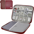 Miavers Electronics Organizer,Travel Cord Organizer Pouch, Portable Cable Organizer Bags, Waterproof Electronic Accessories Storage Case for Cables, Cords, Charger, Phone (Single Layer-Large-Winered)