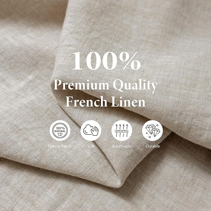 Pure Linen Bistro Half Apron - 25 x 35 Inch Unisex Waist Aprons with Large Pocket Ideal for Kitchen Crafts and More