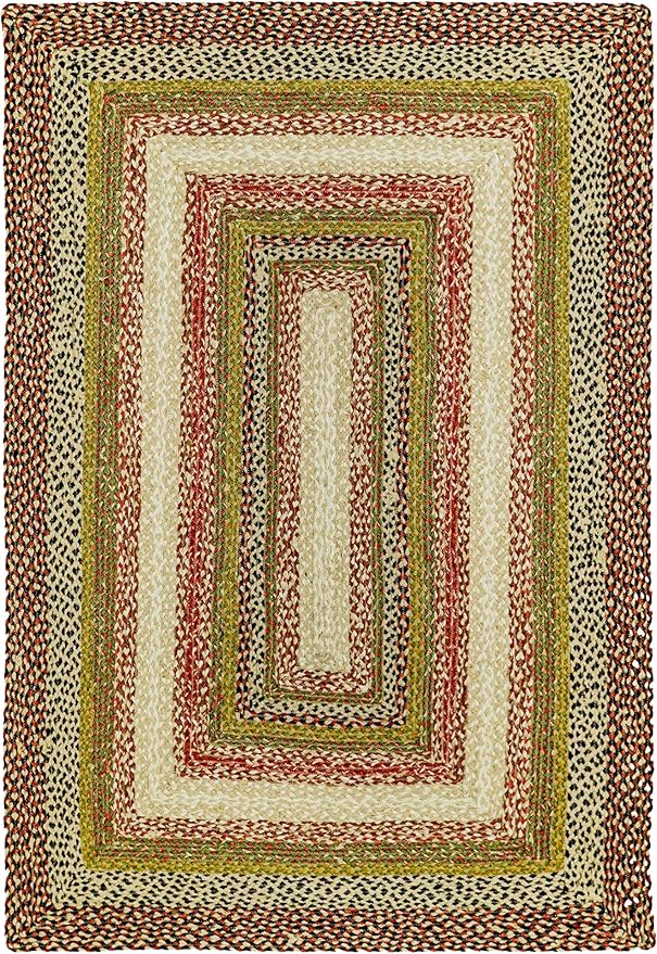 Traditional Jute Braided Runner Rug, Rustic Primitive Country Décor for Kitchen, Entryway, Hallway, Forest Sunset, 2'X18'