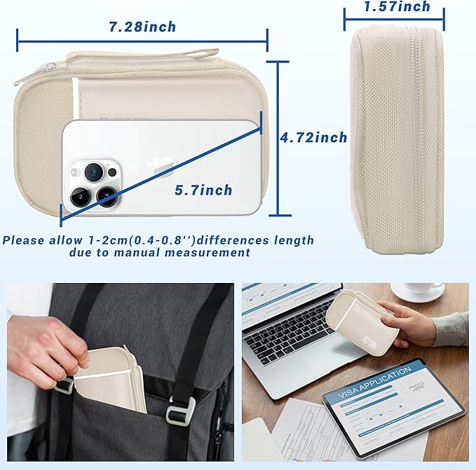 Miavers Electronics Organizer,Travel Cord Organizer Pouch, Portable Cable Organizer Bags, Waterproof Electronic Accessories Storage Case for Cables, Cords, Charger, Phone (Single Layer-Small-Beige)
