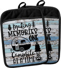 Camping Camper RV Gifts Pot Holders with Pockets, Making Memories One Campsite at a Time Pot Holders Heat Resistant Oven Mitts Hot Pads for Campsite RV Kitchen Baking Cooking