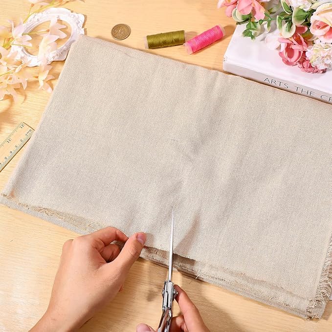 FREEBLOSS Linen Fabric by The Yard Natural Linen-Cotton Blend Fabric for Embroidery Needlework Quilting Supplies, Patchwork, Sewing, Home Decor 100 * 155cm/39 * 61 inches
