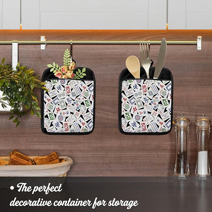 Mahjong Gifts Pot Holders for Kitchen，Mahjong Gifts for Women，Funny Oven Mitts,Cute Pot Holders,Funny Kitchen Decor,Potholder(Color-03)