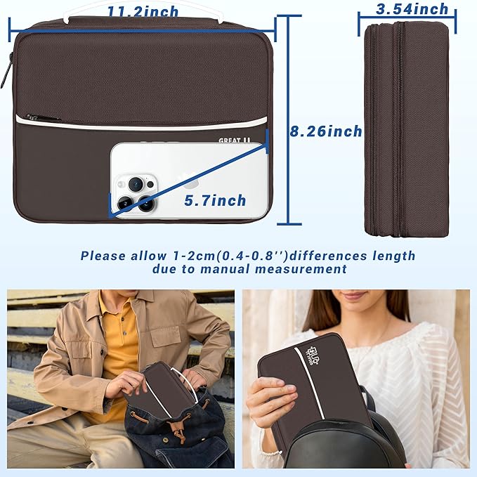 Miavers Electronics Organizer,Travel Cord Organizer Pouch, Portable Cable Organizer Bags, Waterproof Electronic Accessories Storage Case for Cables, Cords, Charger, Phone (Three Layer-Brown)