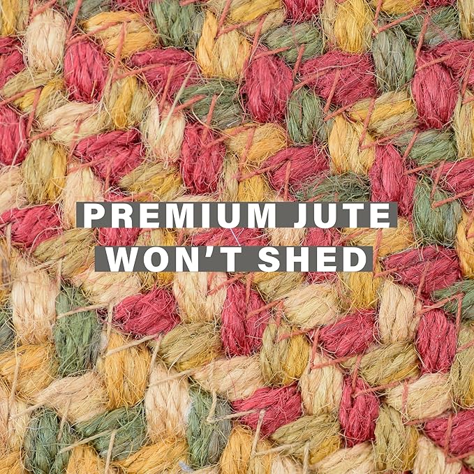 Homespice Cider Barn Cranberry Red Braided Area Rugs, Jute, 5x8' Rectangle - Perfect Country Primitive Decor for Dining Room, Bedroom, Everywhere