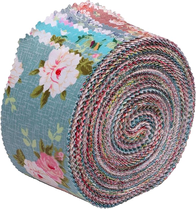 Hanjunzhao Jelly Rolls for Quilting Clearance, 42 Strips Jelly Roll Fabric Clearance for Quilting, Sewing, Blanket, Rug, Upholstery, Home Decor, and Purse Making, Retro Floral
