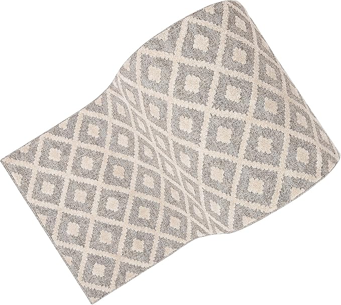 Well Woven Custom Size Hallway Stair Runner - Choose Your Length - Ainsley Ivory Diamond Trellis Geometric Tribal - 31 Inches Wide x 45 Feet Long Runner (31" x 45' Runner) Rug