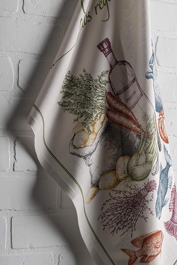 Maison d' Hermine Kitchen Towels Set of 3 100% Cotton 27.50" x 20" Reusable Cloth Tea Dish Towels Absorbent with Hanging Loop for Kitchen, Home, Dining, Cocktail Parties Spring/Summer (Gastronomie)