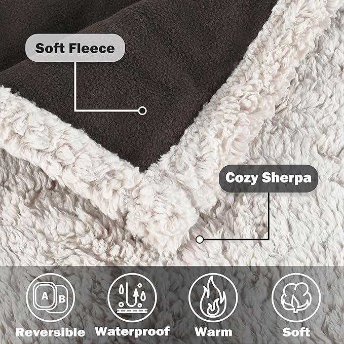 Kritter Planet Waterproof Bed Blanket for Couples, Washable Stain Proof Pad Bed Cover, Reversible Leakproof Protector, Liquid Pee Proof Blanket for Couch Sofa, 80x90 inch, King Size