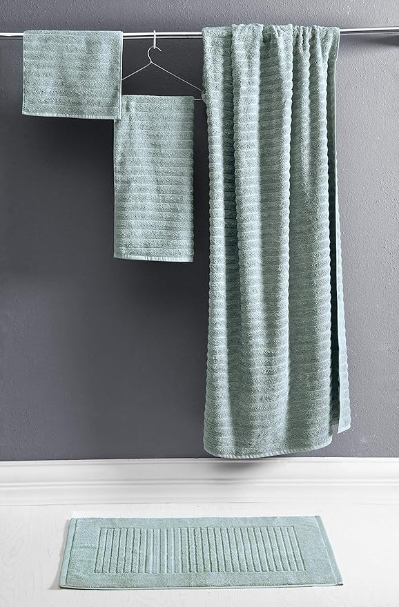 Classic Turkish Towels CTT - 2 Piece Bathroom Rugs Set, 100% Cotton Bath Mats, Non-Slip, Comfy & Highly Absorbent Bathroom Floor Mats, Machine Washable | 20"x32" (Spa Green)