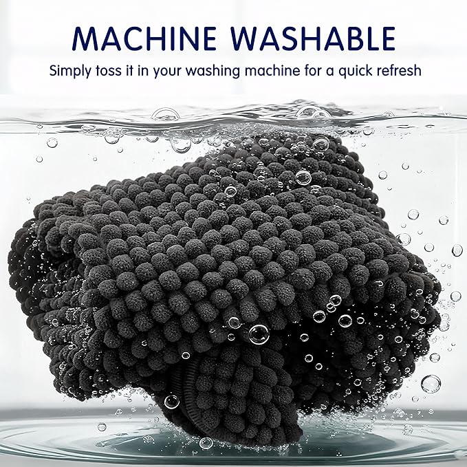 SUBRTEX Bathroom Rugs, 24" x 36" Chenille Bath Rug Soft Short Plush Bath Mat Soft Shower Mat Water Absorbent Shower Mat Quick Dry Machine Washable, Black