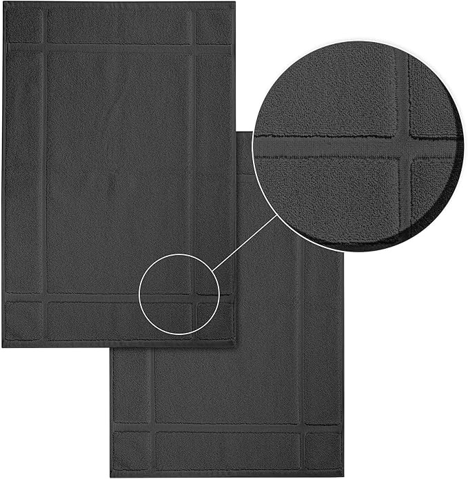 Ample Decor Cotton Bath Mats 24 X 17 Inches, 1350 GSM Oeko Tex Certified Solid Construction Thick & Plush, for Bathroom Floor, Shower – Grey