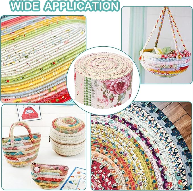 Hanjunzhao Jelly Roll Fabric Strips for Quilting, Crafting, and Sewing, 42 Strip Jelly Rolls Fabrics Clearance, Soft Cotton for Blanket, Rug, Upholstery, Home Decor, and Purse Making, Vintage Floral