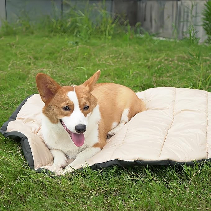 Outdoor Dog Bed, Camping Dog Bed,33.46“ x 27.26“, Washable & Foldable& Stain-Resistant, Waterproof Pets Mat, Indoor Outdoor Use, Easy Carry, Ideal for All Breeds, Reversible Portable Mat for Dogs