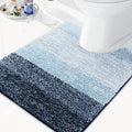 Arotive Microfiber Bathroom Rugs, Shaggy Soft and Absorbent Contour Toilet Rugs, Non-Slip, Thick Plush Machine Washable Dry Bath Mats for Toilet Base, 24x24, Dark Blue, U-Shape