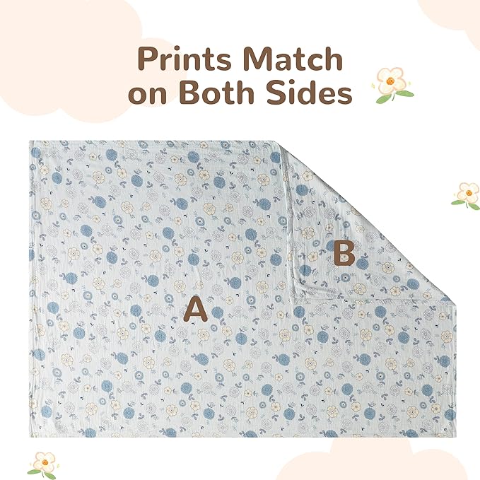 NTBAY 4 Layer Muslin Cotton Toddler Blanket, 30x40 Soft and Breathable Receiving for Newborns and Infants, Perfect for Crib, Stroller, Travel, Lightweight Nursery Blanket, Rustic Bloom