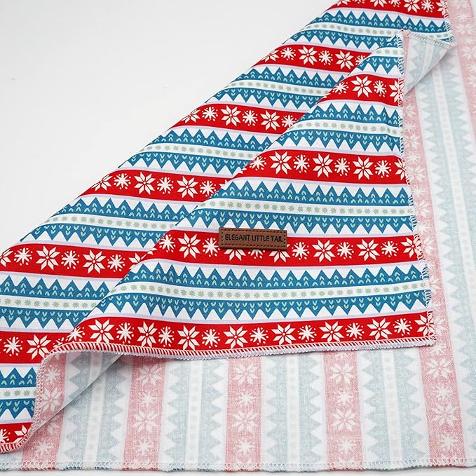 Elegant Little Tail Christmas Dog Bandana - Holiday Bandanas for Small, Medium, Large Dogs - Soft, Washable, Adjustable Square Scarf Kerchief for Girls and Boys