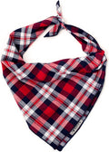 THE WORTHY DOG Classic Tie-On Dog Bandana – Soft Cotton Flannel Square Pet Bandana, Madras Plaid Classic Pattern, Red/Navy, Small
