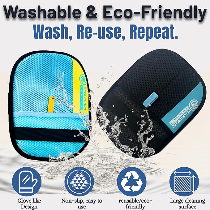 UTTER CHOICE 2 Pcs Magic Brush Pet Hair Removal Glove for Dogs & Cats – Upgraded 2025 Reusable Dog Hair Remover Electrostatic Grooming Mitt | Magic Pet Hair Remover Glove for Clothing, Couch