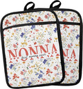 Nonna Gifts Floral Pot Holders, Mother's Day Birthday Gifts for Nonna from Grandkids Grandsons Granddaughters Canvas Pot Holders for Women,Potholders for Kitchens