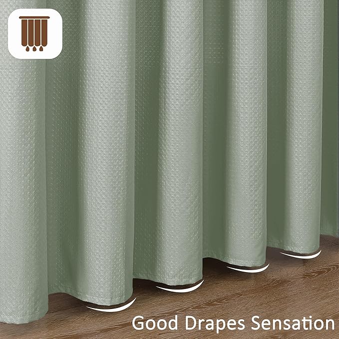 Ebesto Sage Green Stall Shower Curtain 36 x 72 Inch, Textured Soft Fabric Waffle Narrow Size Modern Shower Small Curtain for Bathroom Hotel, Machine Washable, Water Resistant, 36Wx72L Inches