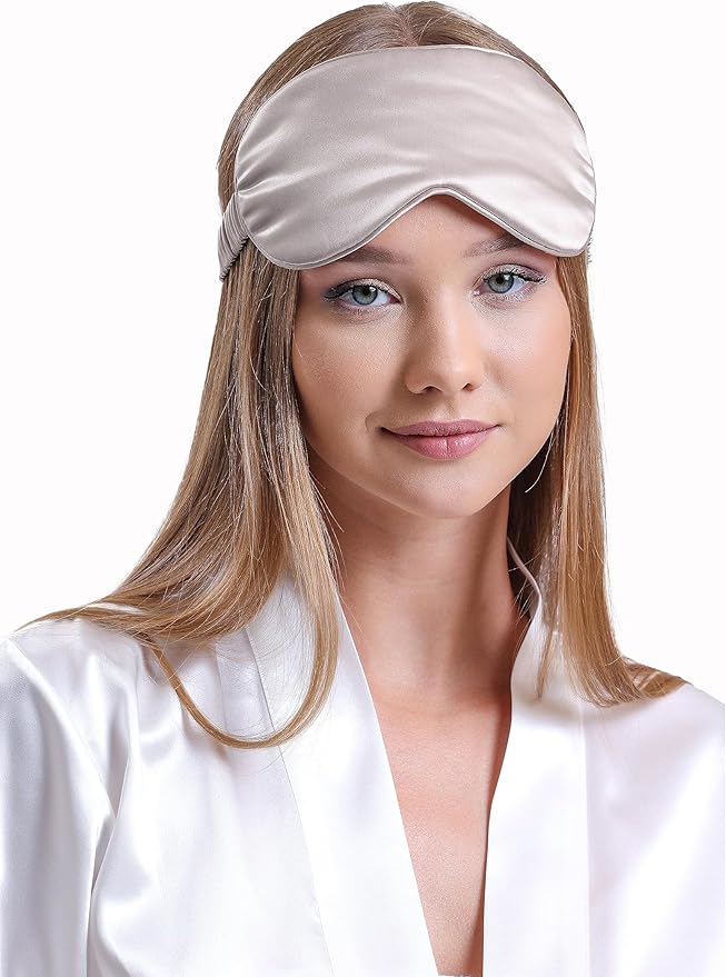 VÉNERA Silk Eye Mask - 100% Pure Mulberry 22 Momme Silk Sleep Mask (Silver Gray)