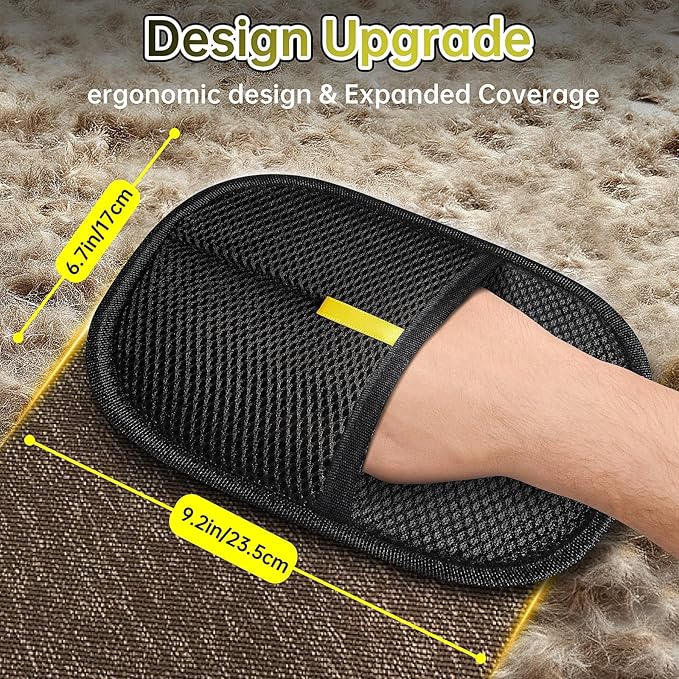 Ruistarhuan Electrostatic Pet Hair Remover Glove, Reusable Cat Dog Electrostatic Hair Remover Grooming Glove Brush Tool, Suitable for Sofas, Clothing, Carpets, Curtains (Black-2Pcs)