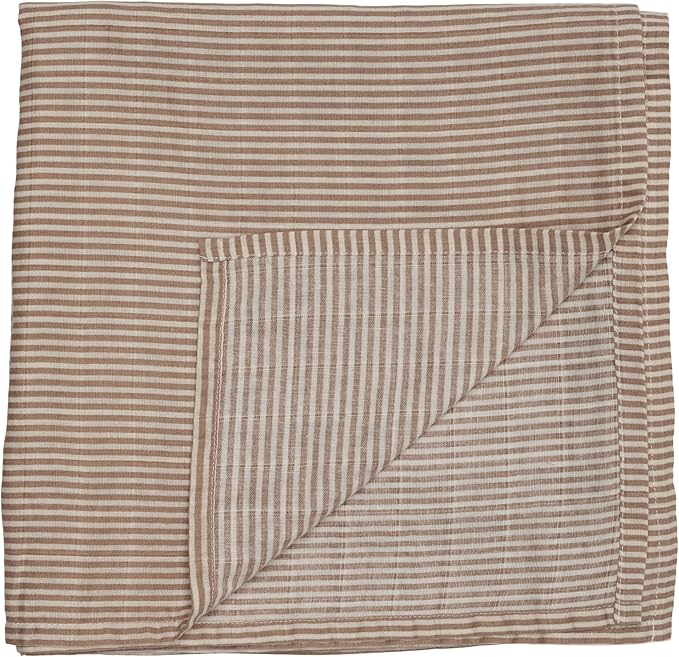Huxie Swaddle - 100% Organic Cotton - Muslin Swaddle Blankets for Newborn, 47" x 47" (Natural Stripe)