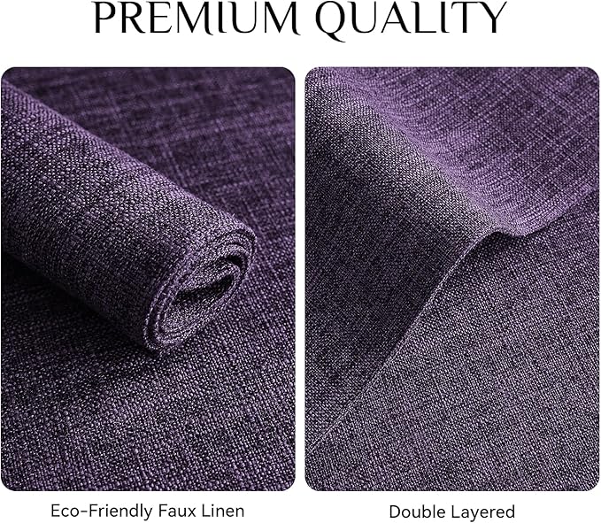 Softalker Faux Linen Placemats Set of 6-12 x 18 Inch, Heat Resistant Double Layered Durable Burlap Farmhouse Place Mats, Non-Slip Washable Rustic Table Mats for Dining, Kitchen, Party（Purple