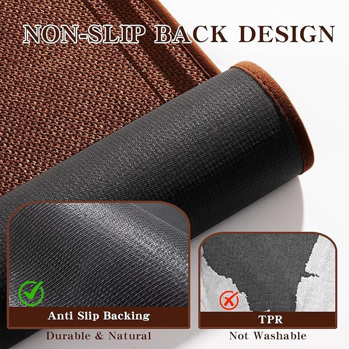chakme Bathroom Rugs Mat 32x17, Ultra Thin Non Slip Bath Mat Quick Dry Absorbent Bath Mat for Bathroom Floor, (Rust, 32"x17")