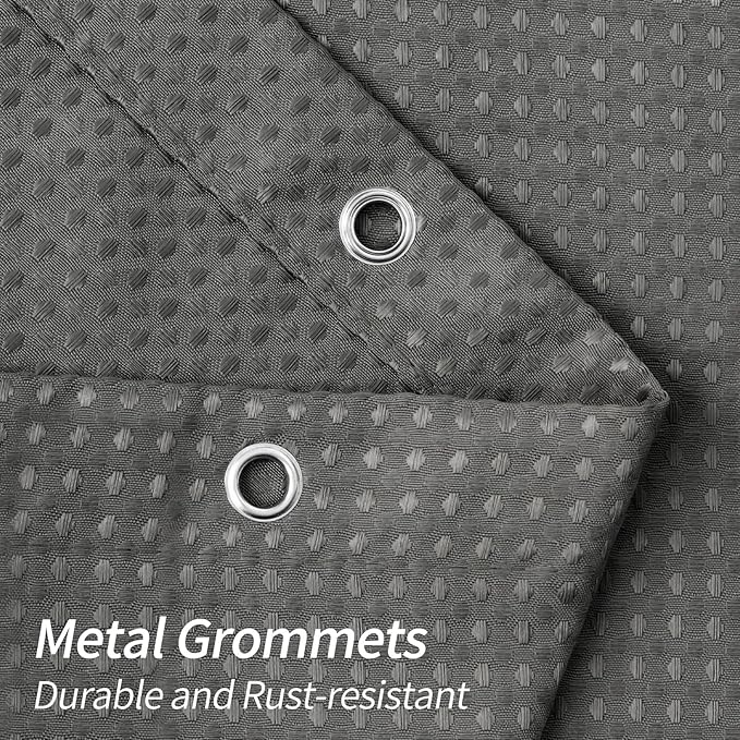 MitoVilla Grey Shower Curtain 72 x 78, Long Waffle Fabric Shower Curtains for Modern Luxury Bathroom Decor, Heavy Duty Hotel Cloth Shower Curtains 78 inch Long, Charcoal Grey